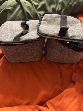 Gray Travel Toiletry Cosmetic Bag Duo